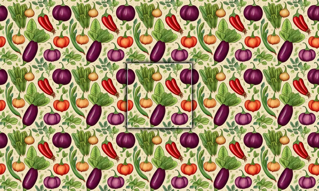 A seamless tile of a number of vegetables