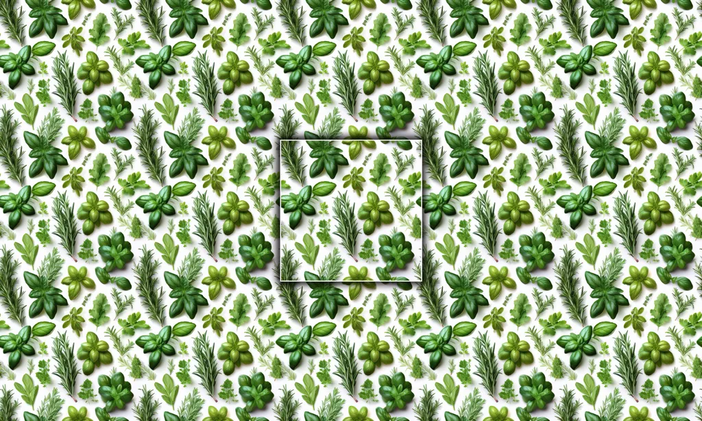 A mixed background of various herbs as a seamless tile