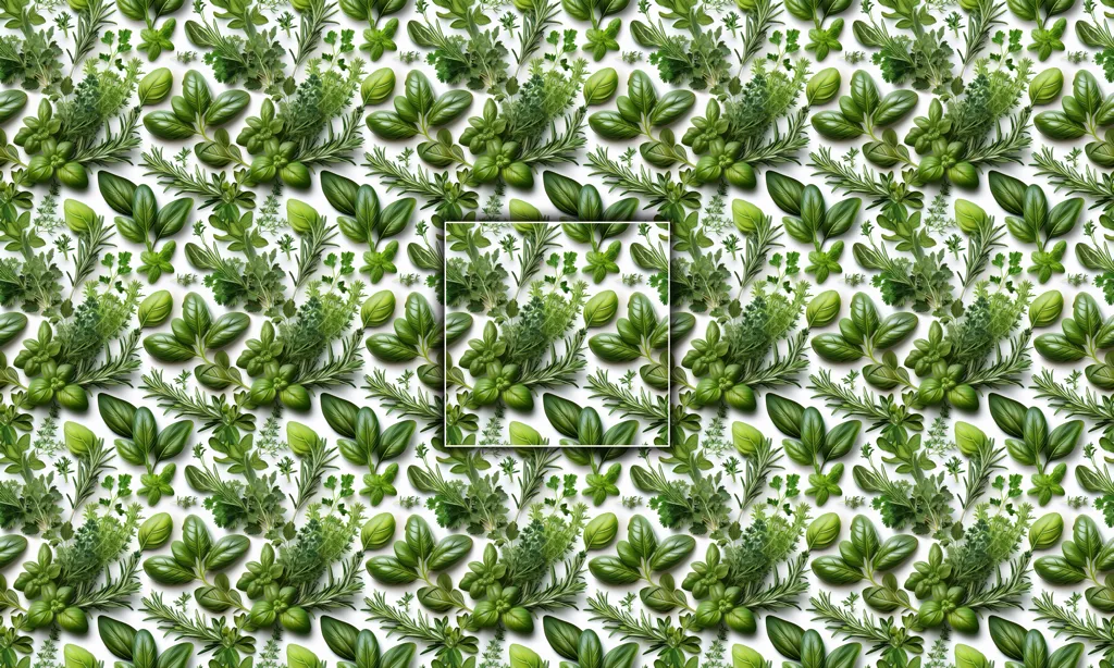 A mixed background of various herbs as a seamless tile