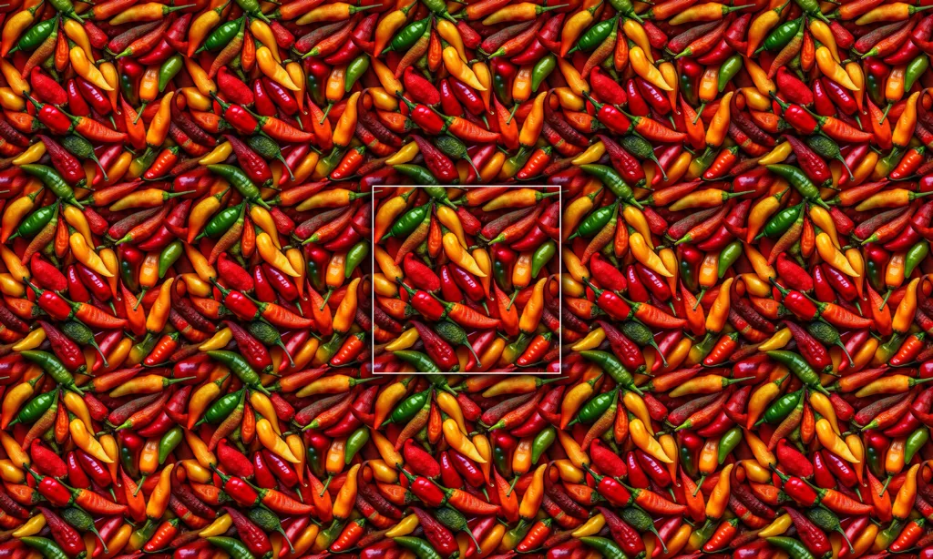A pile of spicy peppers as a seamless tile