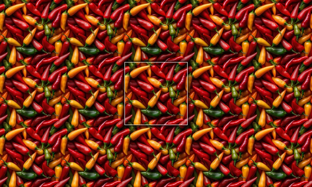 A pile of spicy peppers as a seamless tile