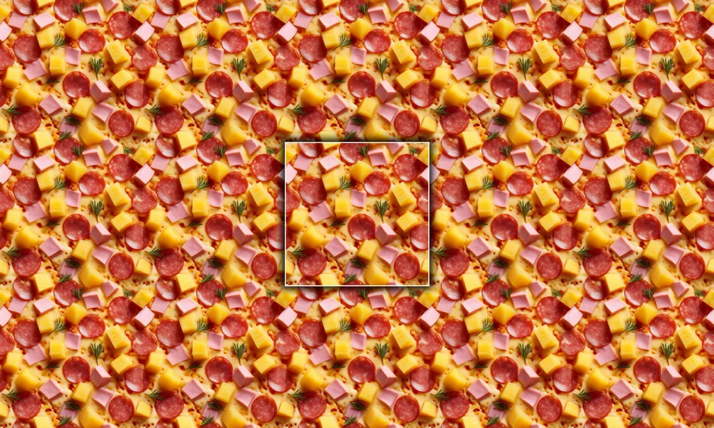 A ham and pineapple pizza topping as a seamless tile