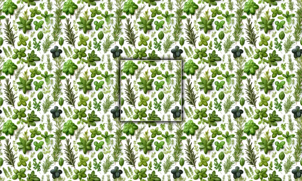 A mixed background of various herbs as a seamless tile