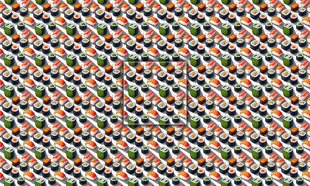 Various types of sushi as a seamless tile