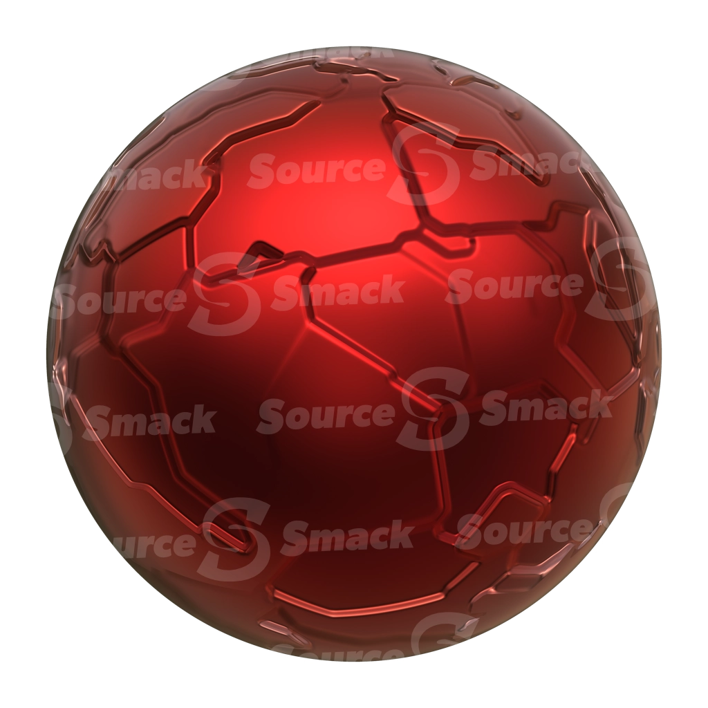 Fiery Red Colored Metal Orb On A Transparent Background