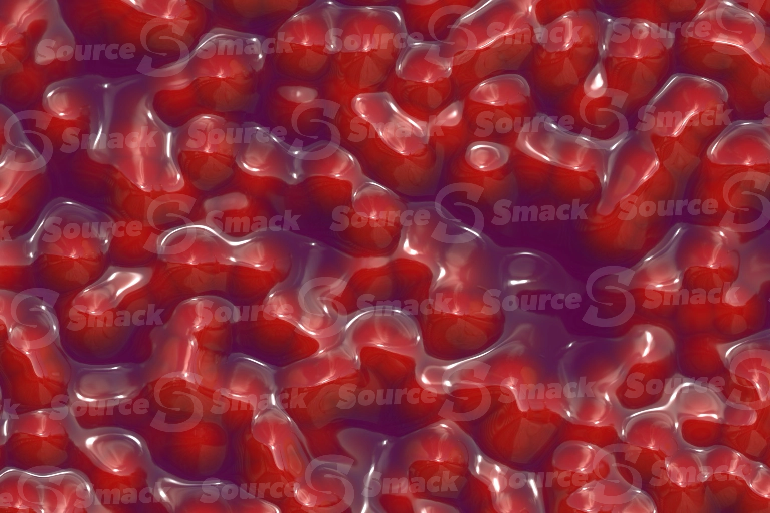 Red eggs floated and connected in jelly