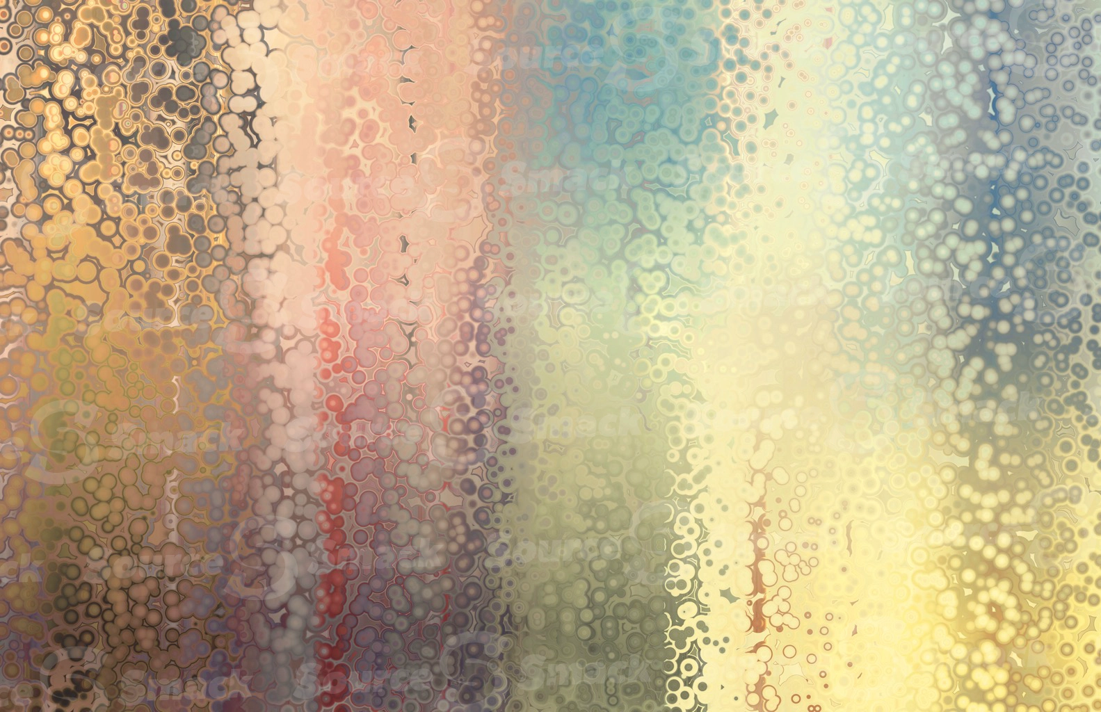 A slippery wet beaded shower flowing down a gradient of color