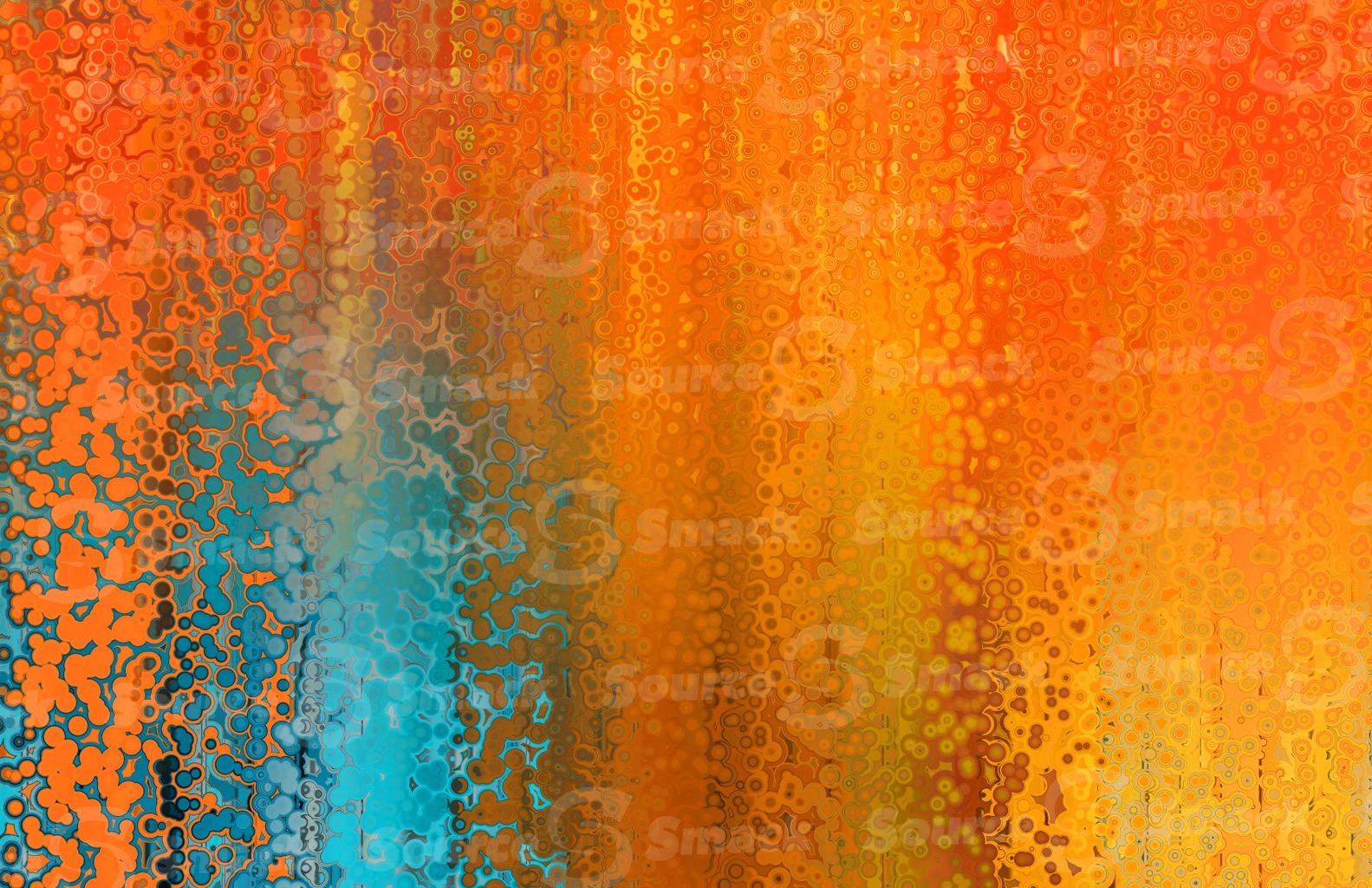 A slippery wet beaded shower flowing down a gradient of color