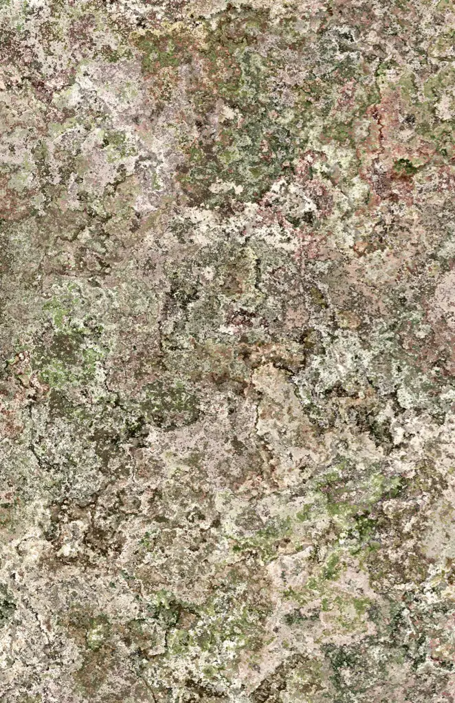 A tortured rough vertical rock wall surface