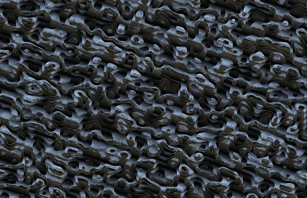 Metal pieces bent into a background pattern