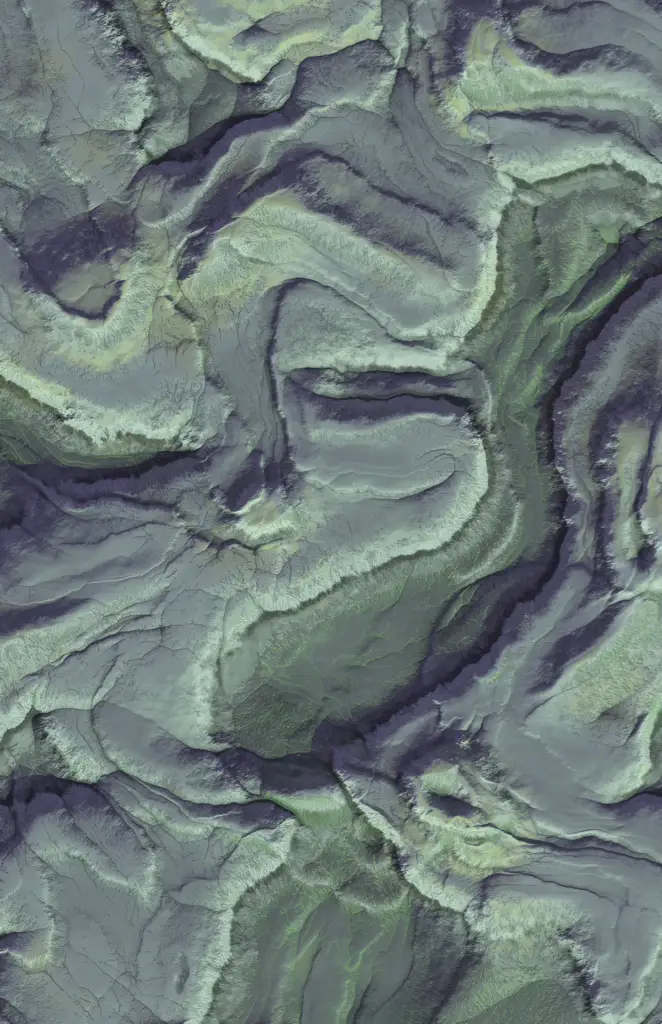 A vertical top view of a random land form