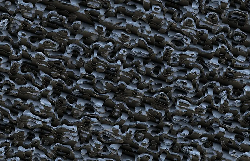 Metal pieces bent into a background pattern