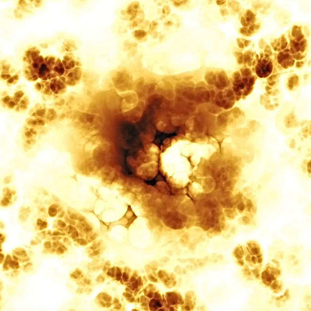 A celluloid transparent bubbled burned effect