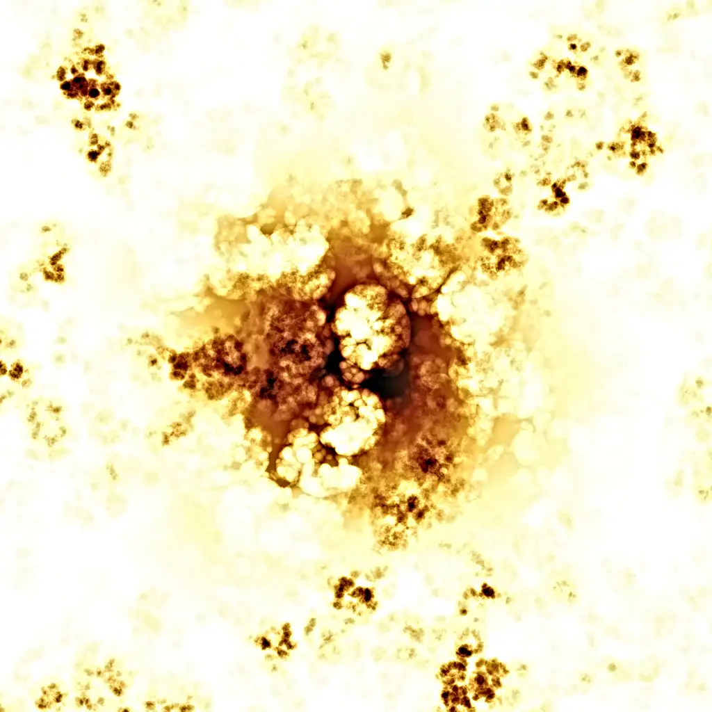 A celluloid transparent bubbled burned effect