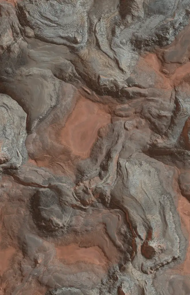 A vertical top view of a random land form