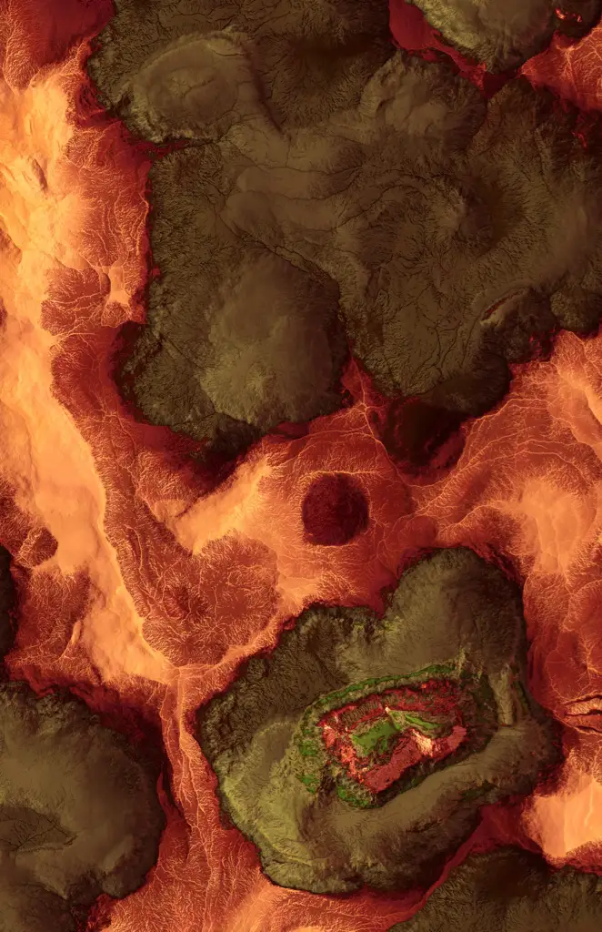 A vertical top view of a random land form