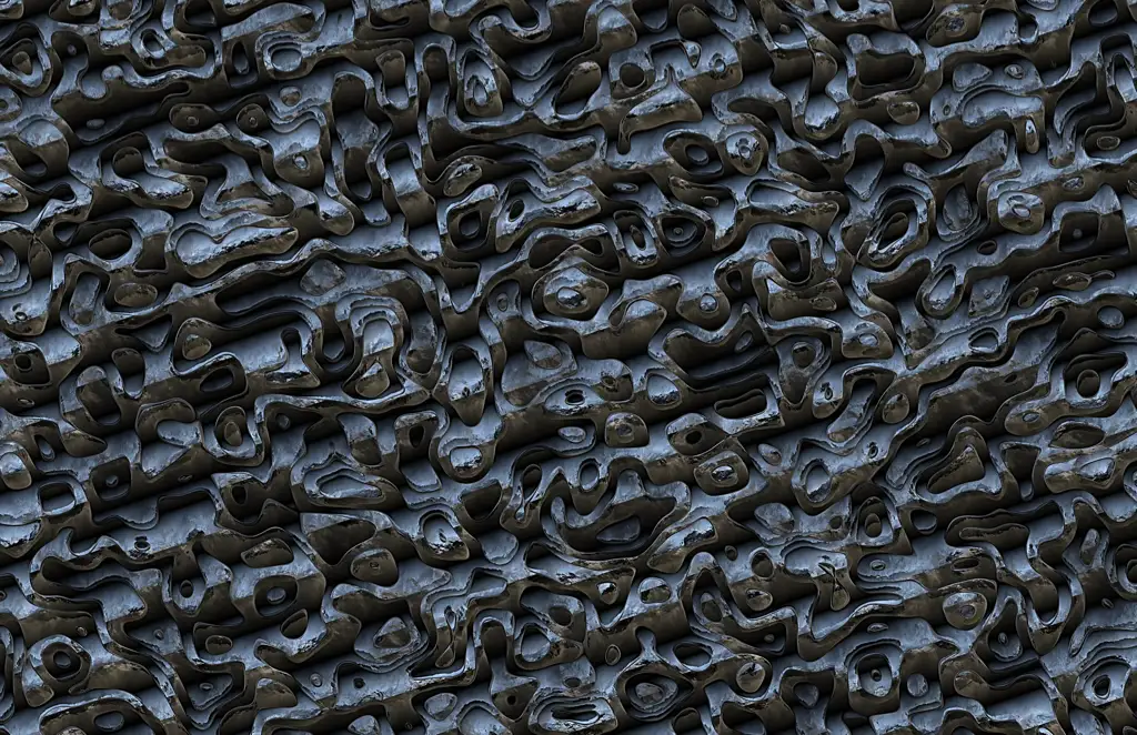 Metal pieces bent into a background pattern