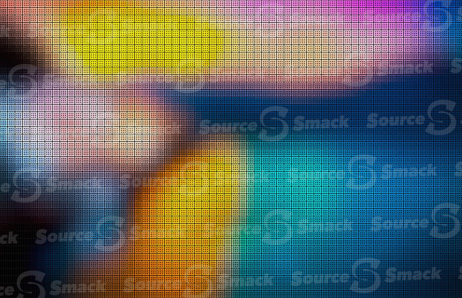 A abstract gradient colored background segmented by a waffle pattern
