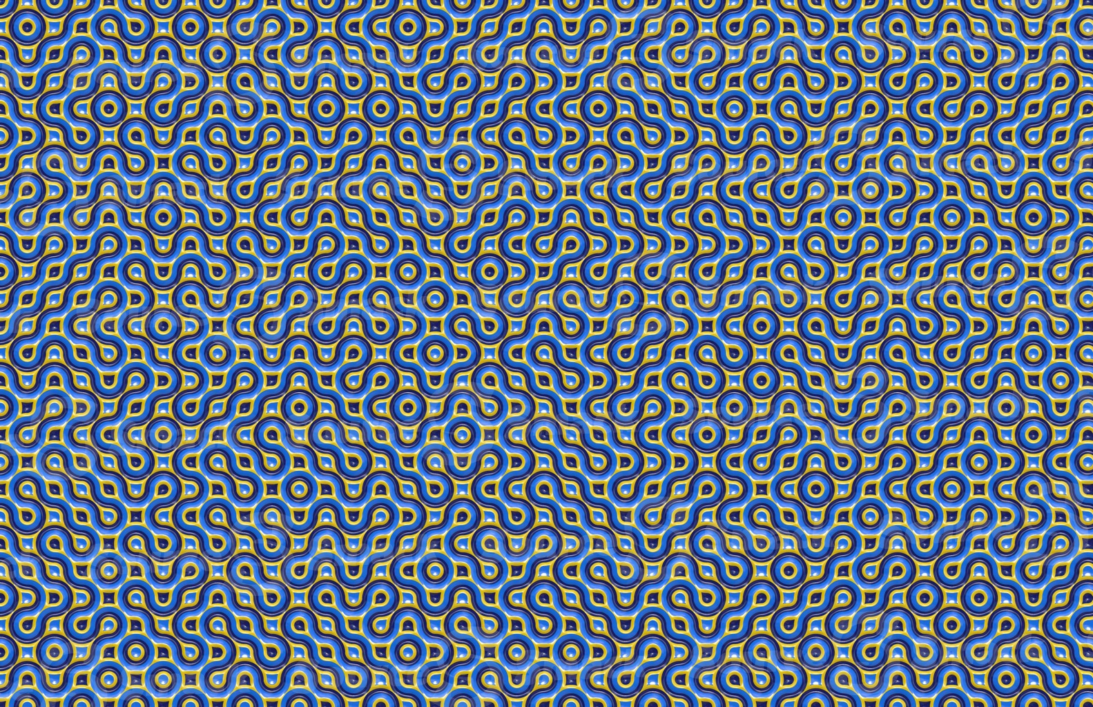 Abstract interlocking pattern of shiny plastic melted into a background pattern