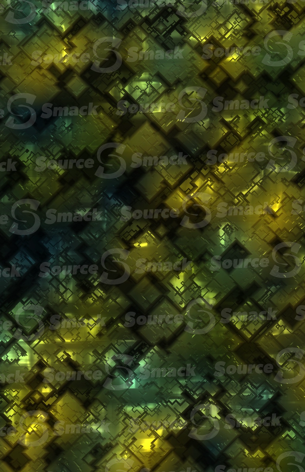 Multiple etched digital cube components interspersed on a background