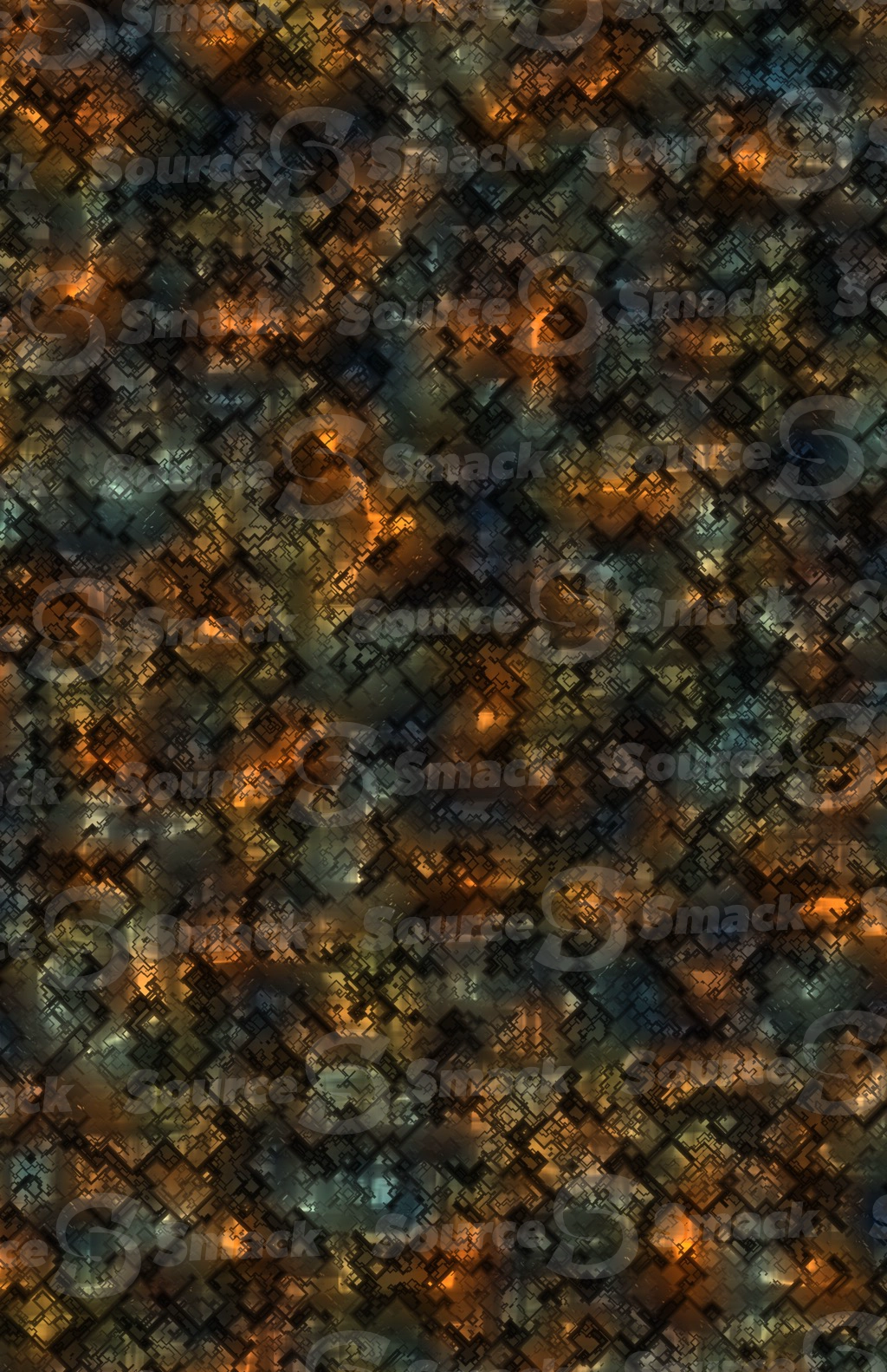 Multiple etched digital cube components interspersed on a background