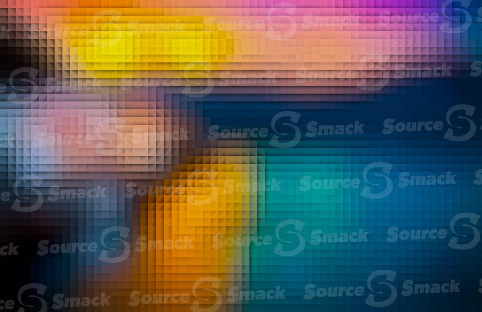 A gradient of abstract coloring dissected into spliced leveled cubes
