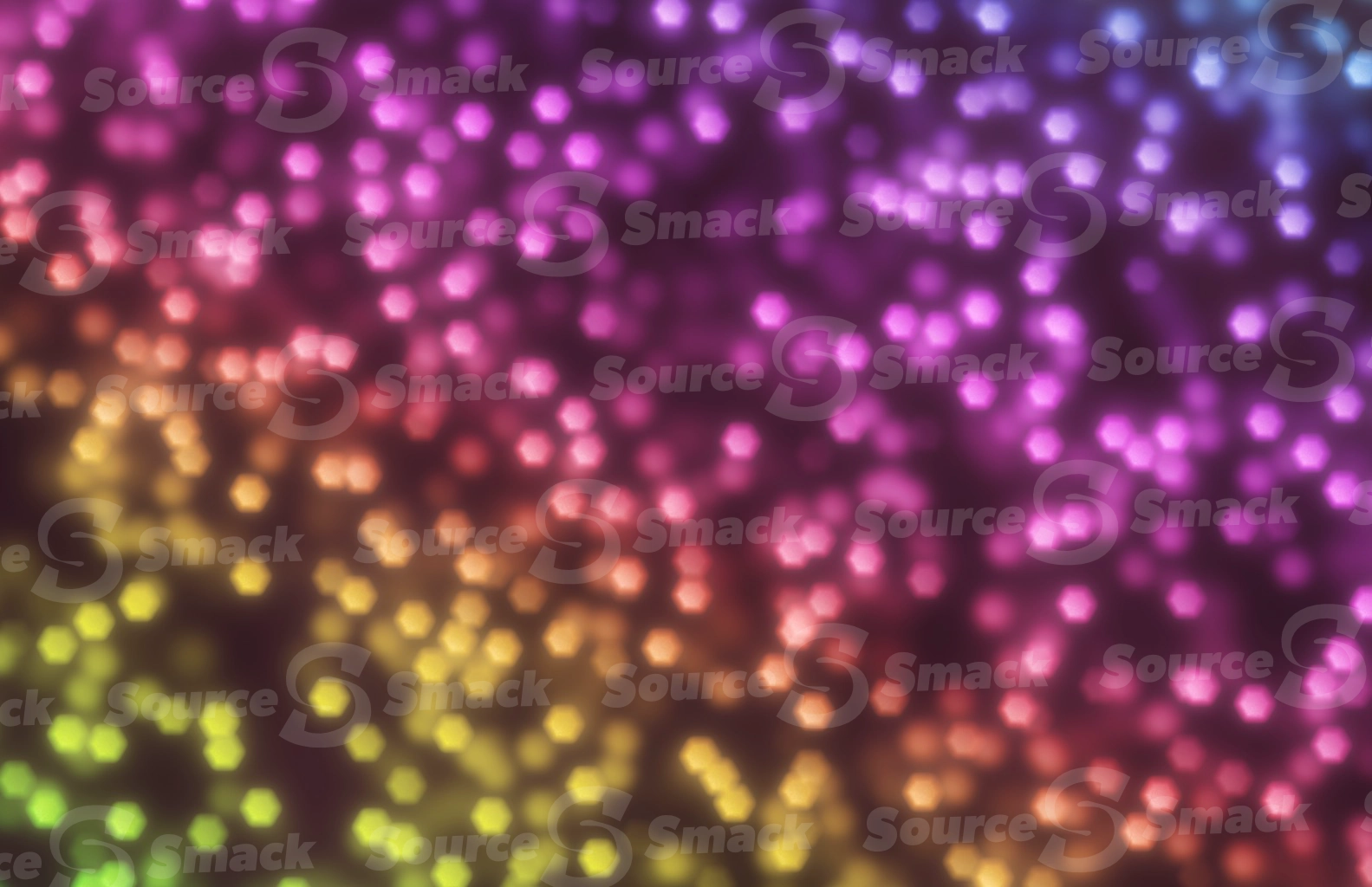 Shower of hexagon-shaped colorful rainbow bokeh effect