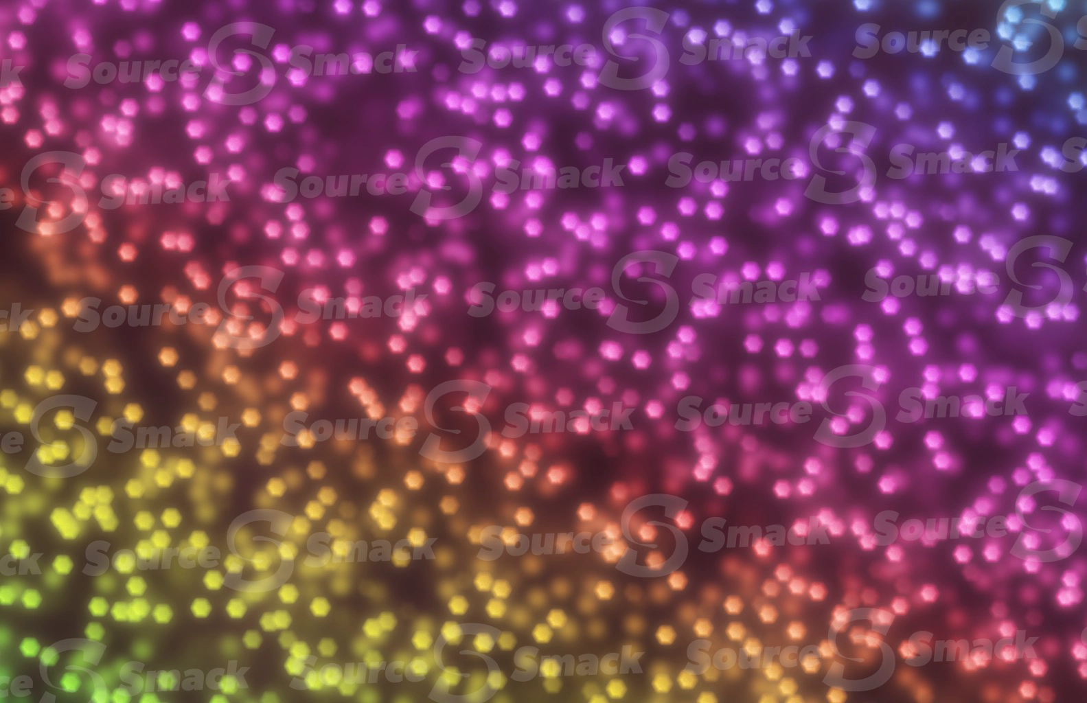 Shower of hexagon-shaped colorful rainbow bokeh effect