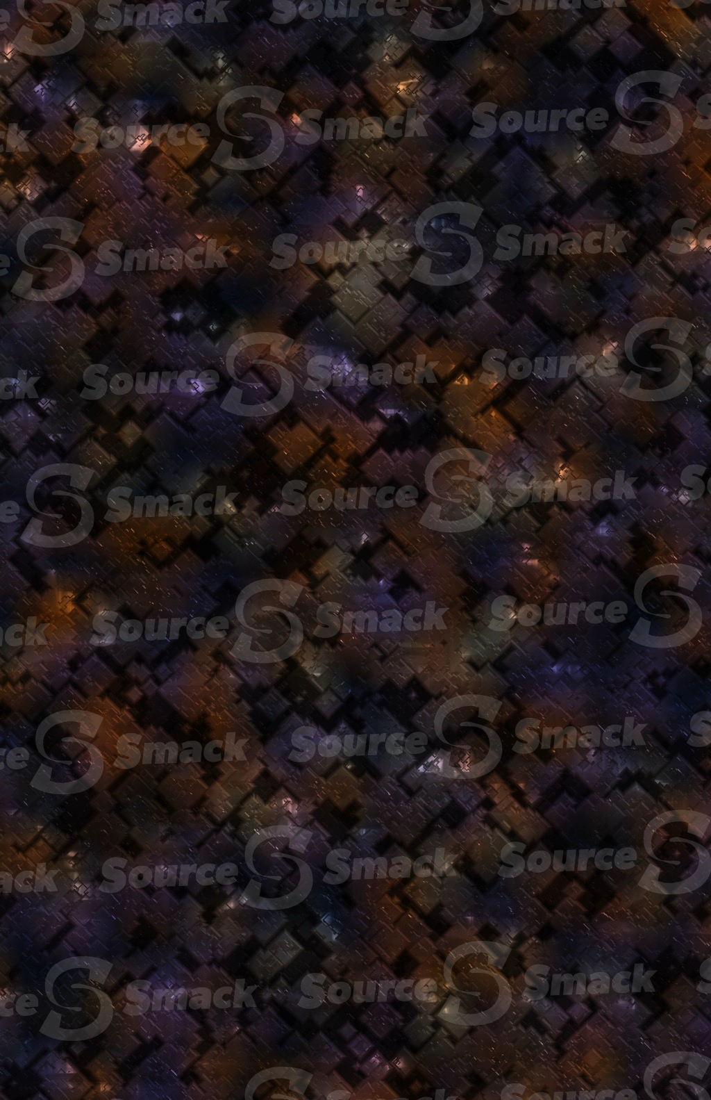 Multiple etched digital cube components interspersed on a background