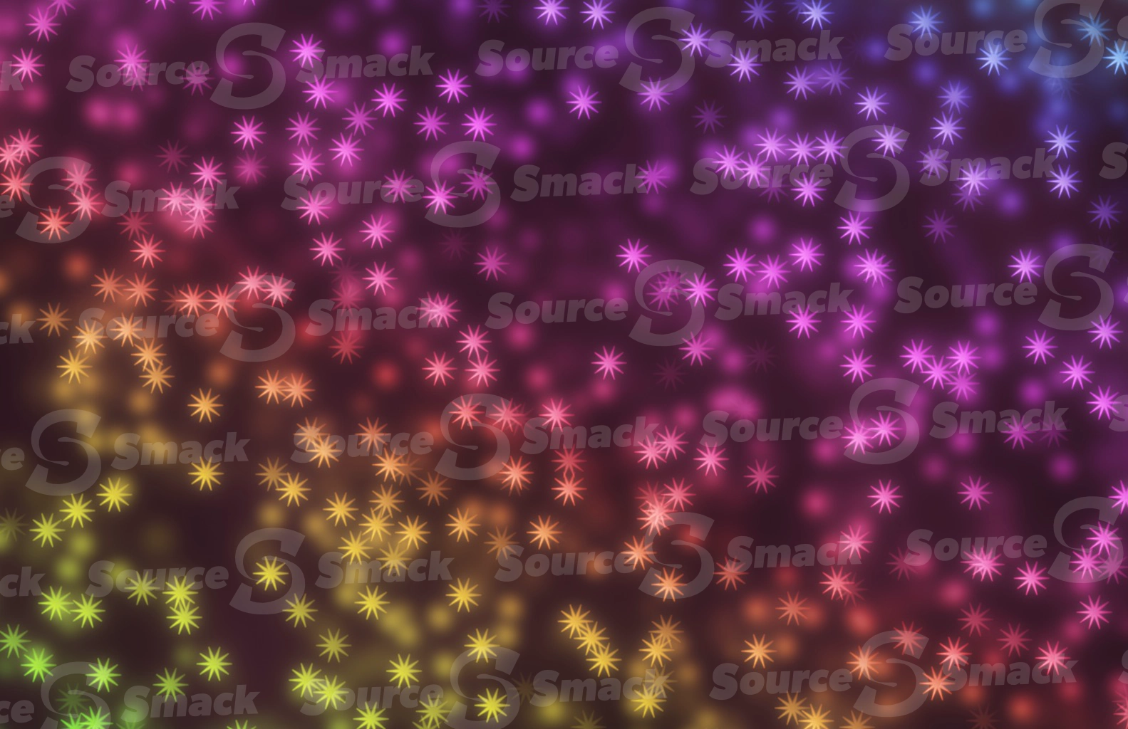 Shower of star-shaped colorful rainbow bokeh effect