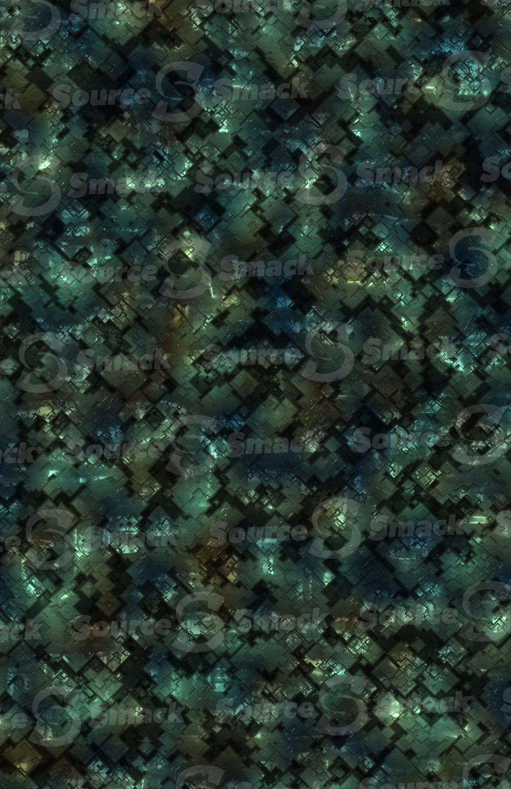 Multiple etched digital cube components interspersed on a background