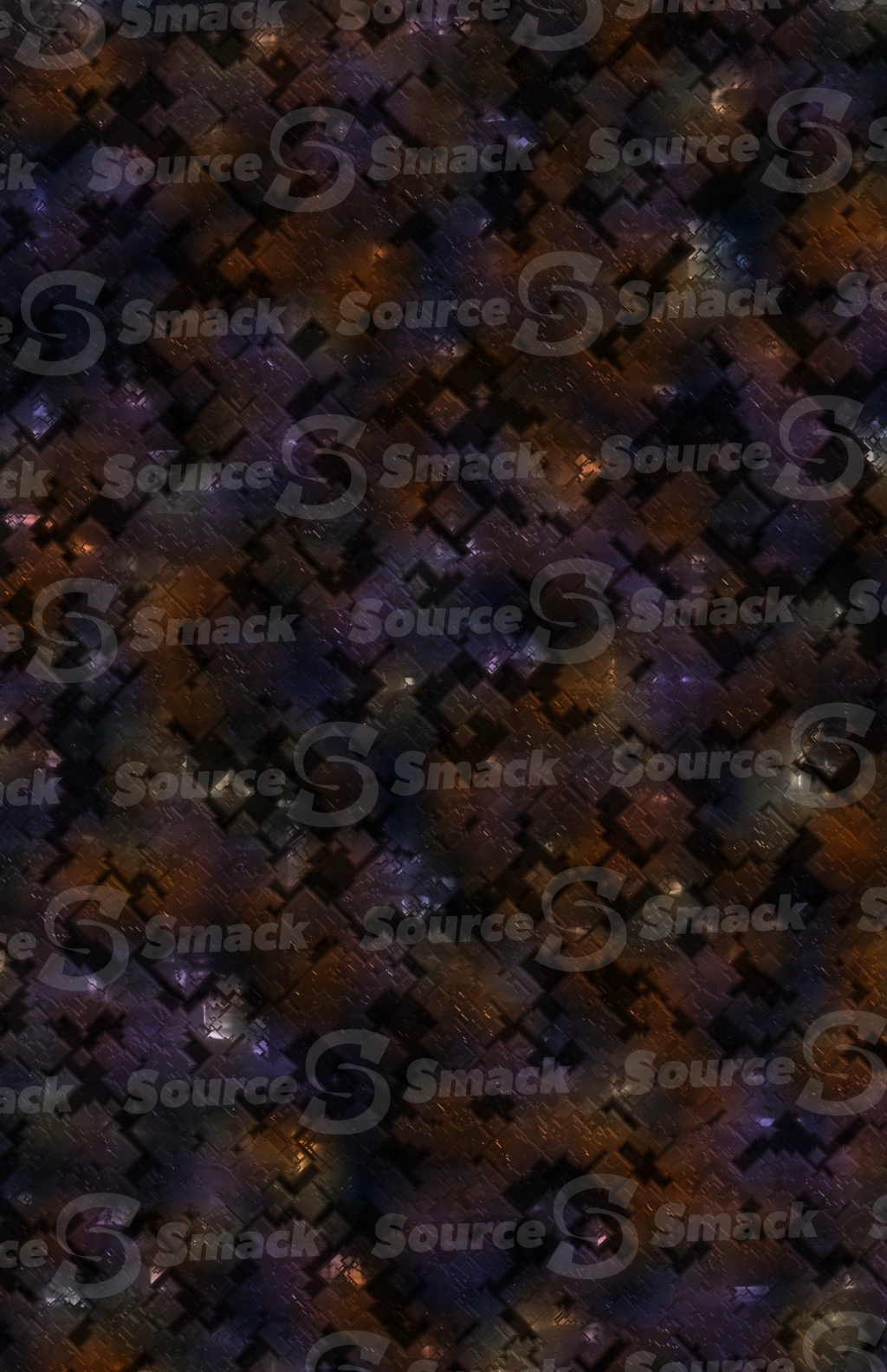 Multiple etched digital cube components interspersed on a background