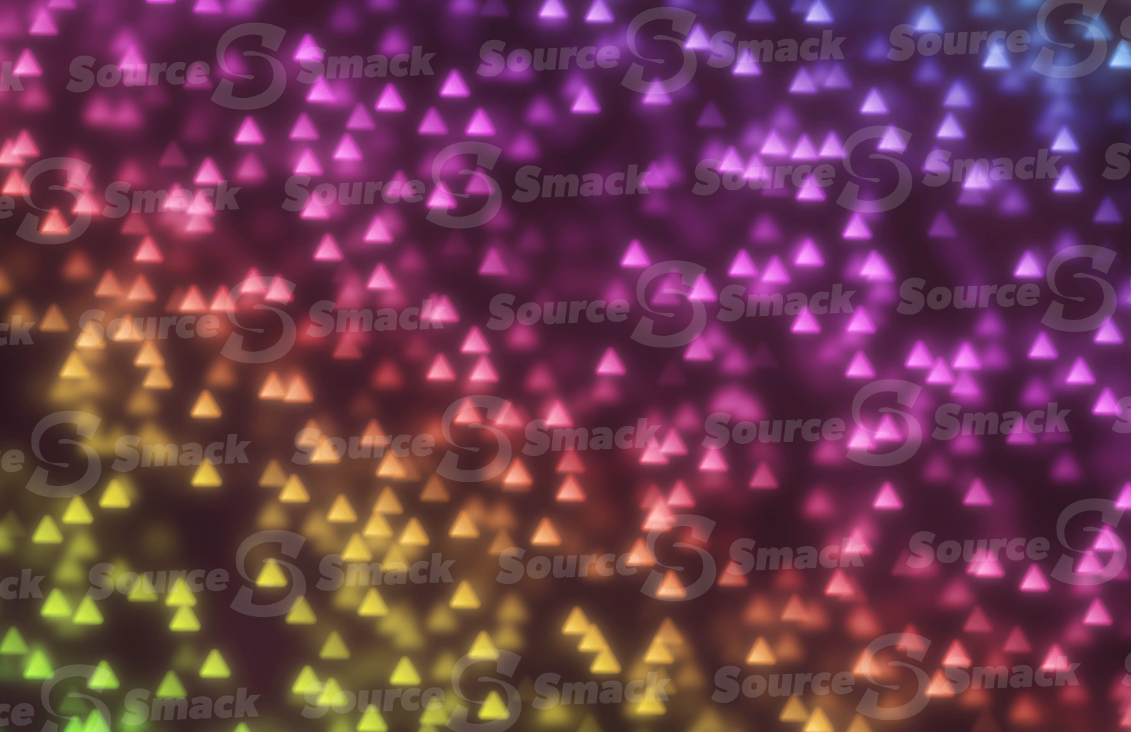 Shower of triangle-shaped colorful rainbow bokeh effect