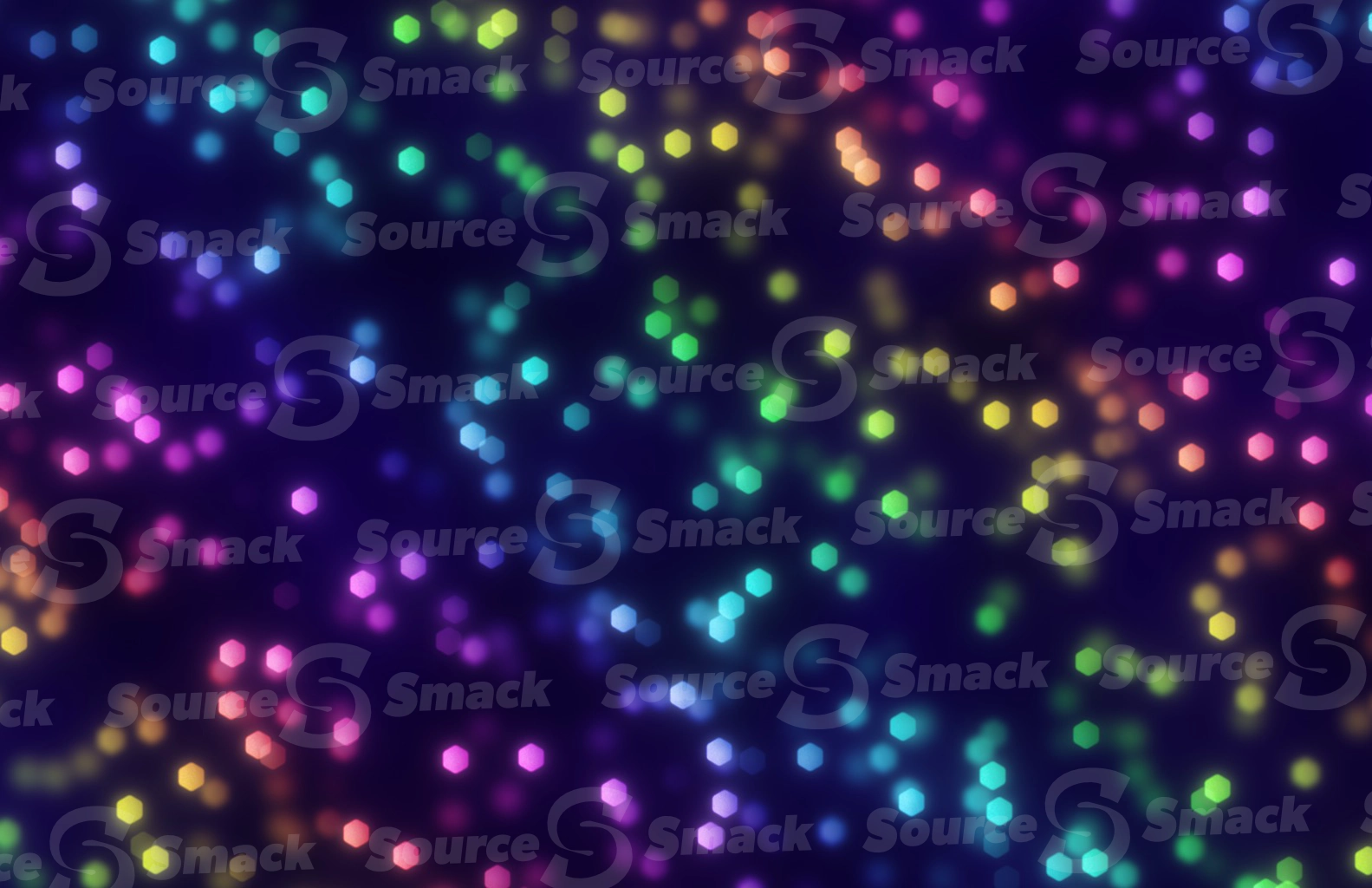 Shower of hexagon-shaped colorful rainbow bokeh effect