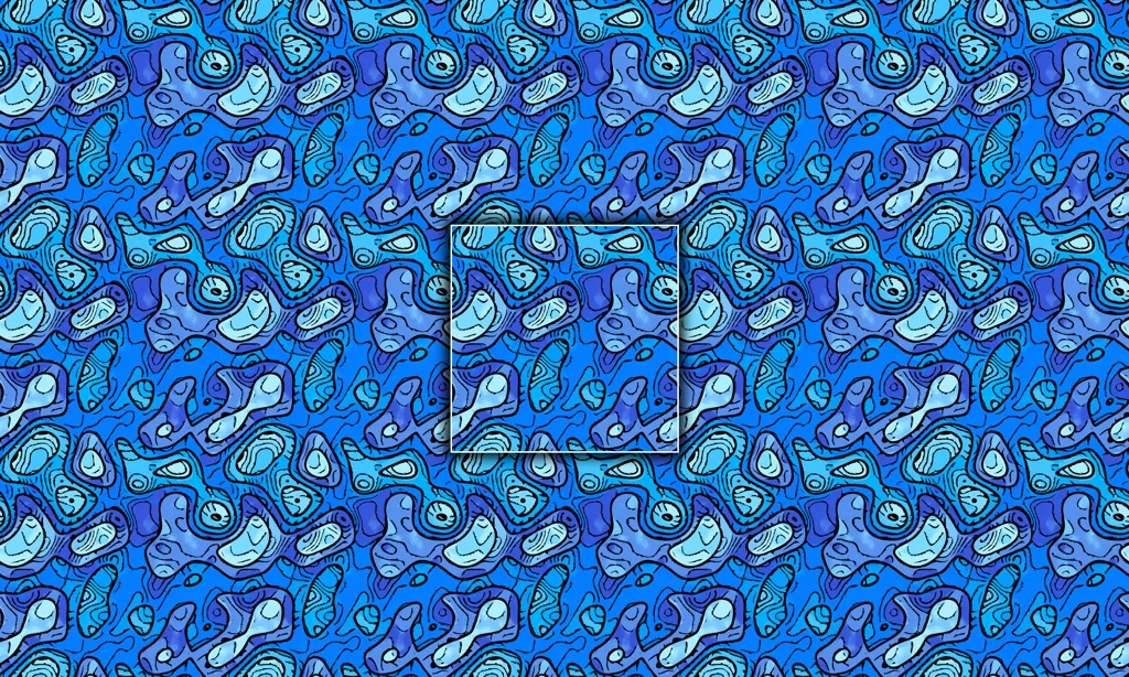 Colorful abstract patterned seamless tiles, etched in colorful leaking color