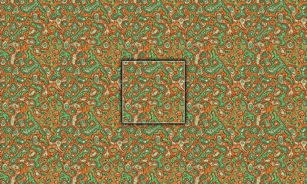 Colorful abstract patterned seamless tiles, etched in colorful leaking color