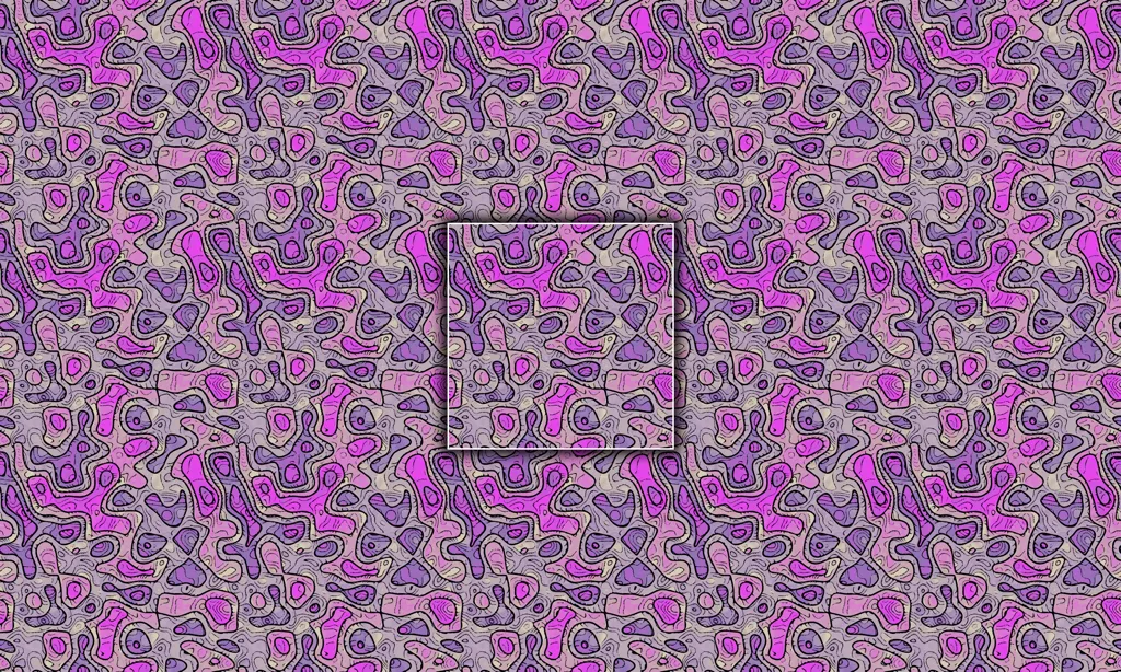 Colorful abstract patterned seamless tiles, etched in colorful leaking color