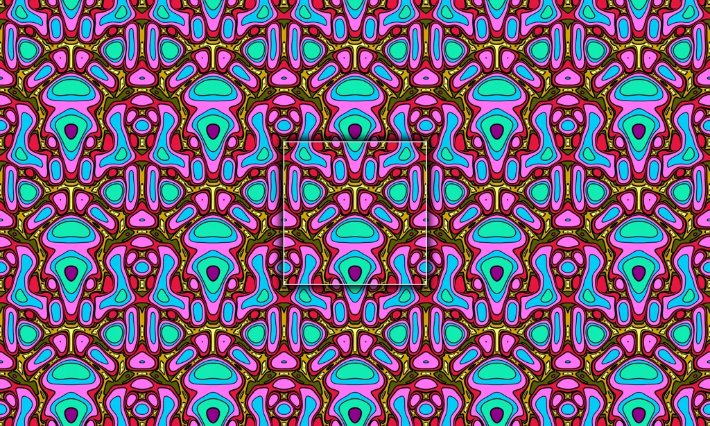 A mirrored polychromatic blob as a abstract tile