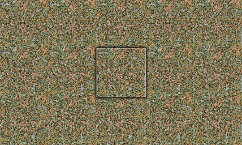 Colorful abstract patterned seamless tiles, etched in colorful leaking color