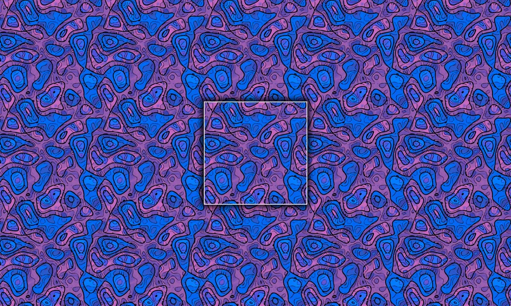 Colorful abstract patterned seamless tiles, etched in colorful leaking color