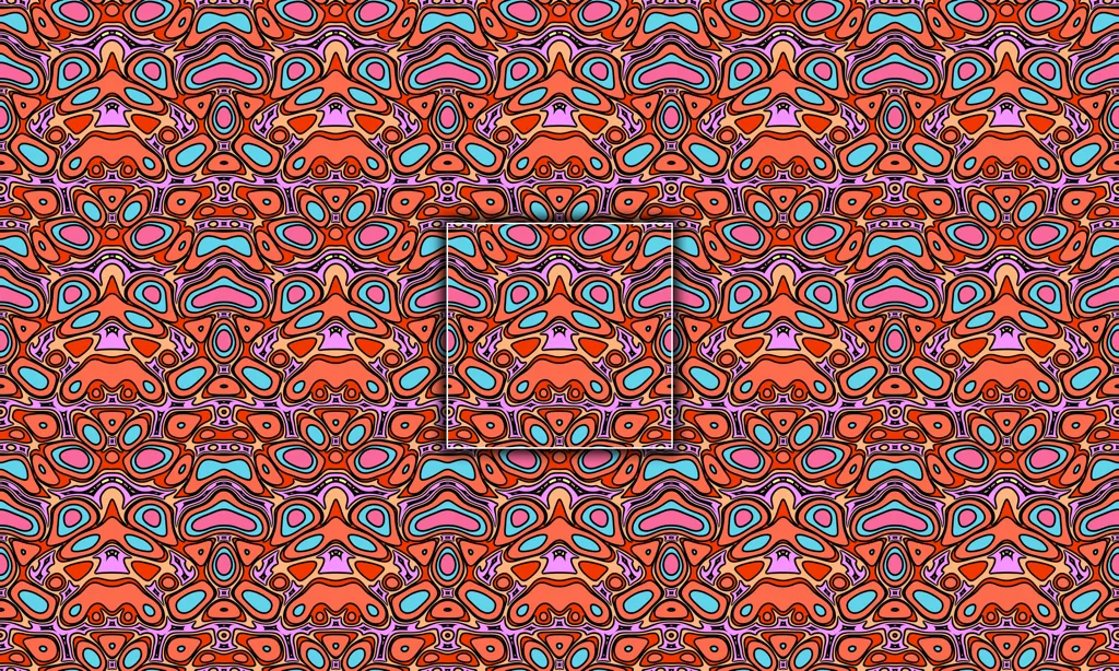 A mirrored polychromatic blob as a abstract tile