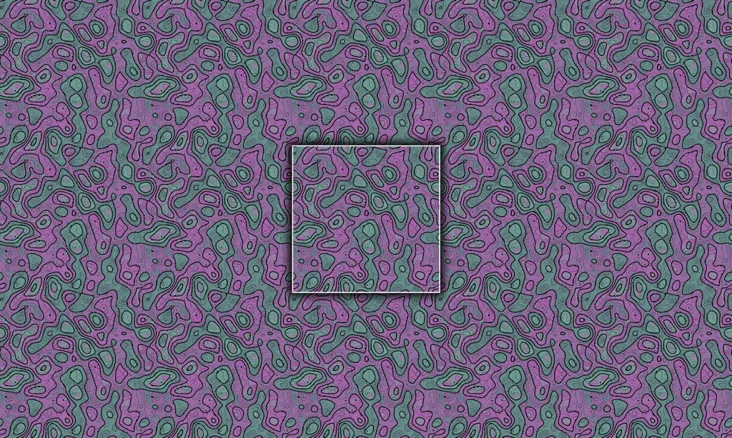 Colorful abstract patterned seamless tiles, etched in colorful leaking color