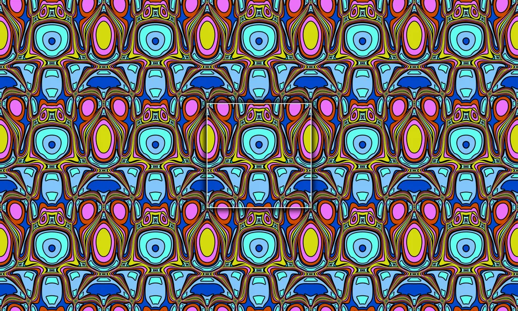 A mirrored polychromatic blob as a abstract tile