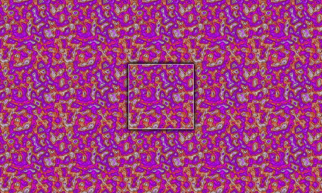 Colorful abstract patterned seamless tiles, etched in colorful leaking color