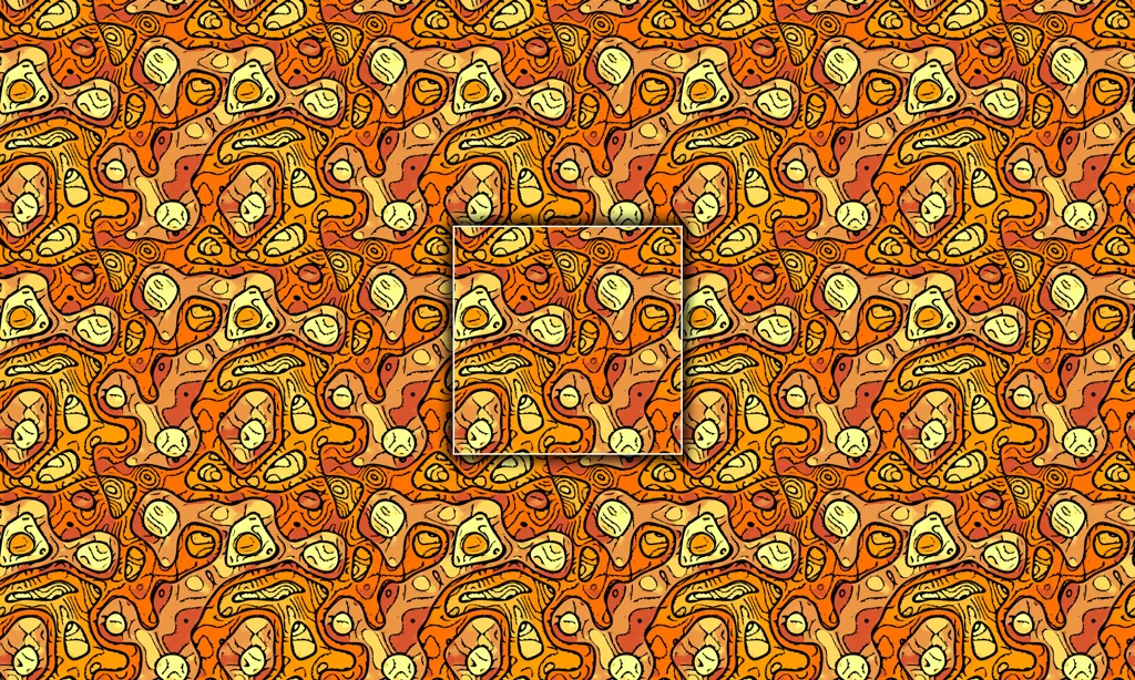 Colorful abstract patterned seamless tiles, etched in colorful leaking color