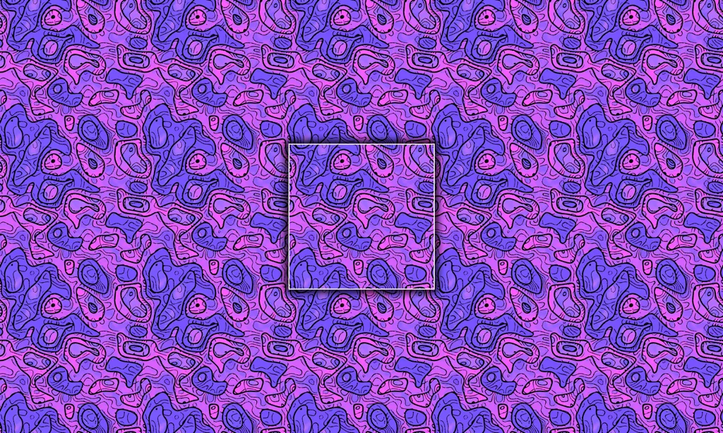 Colorful abstract patterned seamless tiles, etched in colorful leaking color