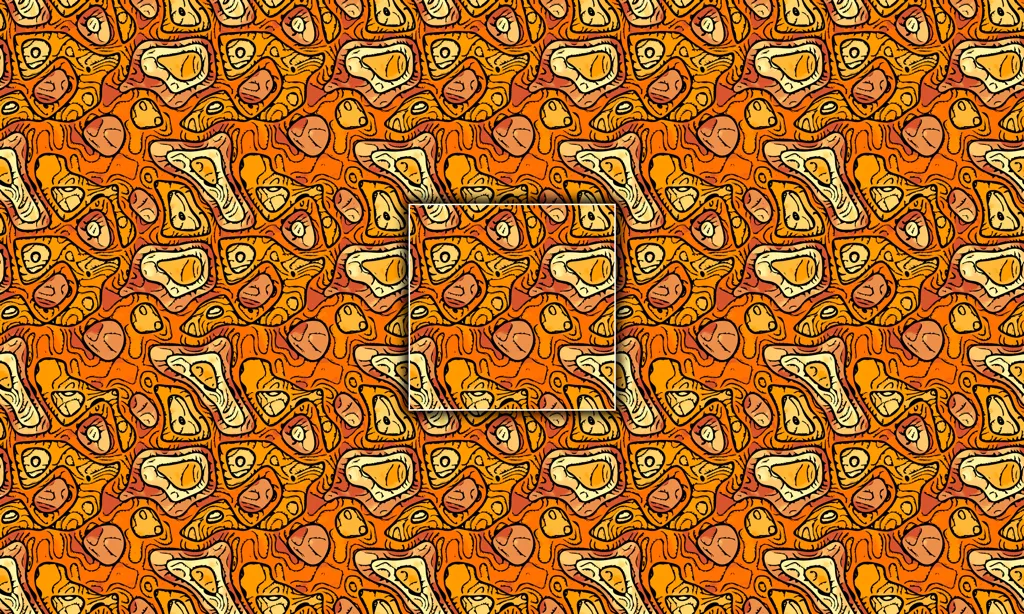 Colorful abstract patterned seamless tiles, etched in colorful leaking color