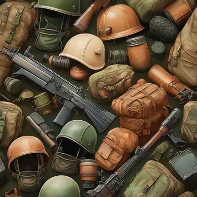 Seamless tile of war objects