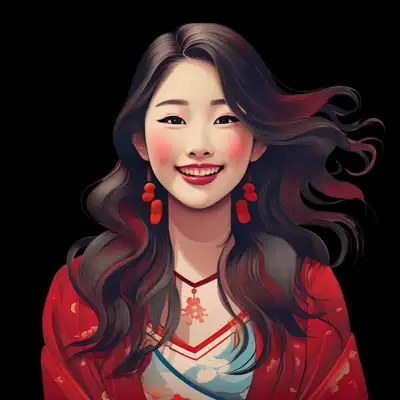 A young asian teen in traditional clothing clipped as a transparent image