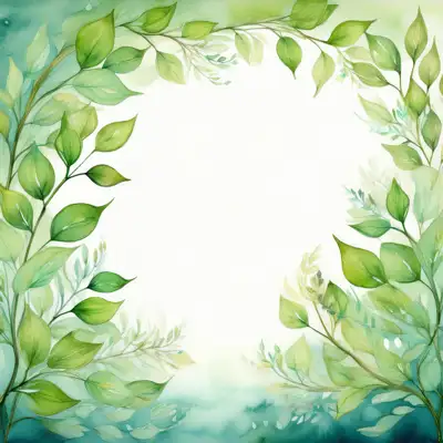 A watercolor-style illustration, featuring stylized tree branches and leaves in various shades of autumnal colors with copy space